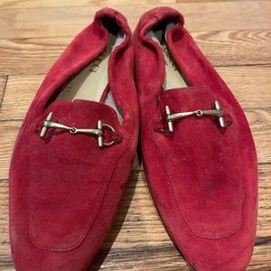 Gucci Women’s Horsebit Red Suede Loafer - Size 38 1/2